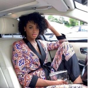 ZARA tied kimono jacket black lapel blogger favorite Size Small